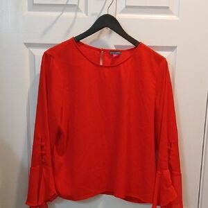 Vince Camuto Women's Red Blouse with Buttoned Sleeves
